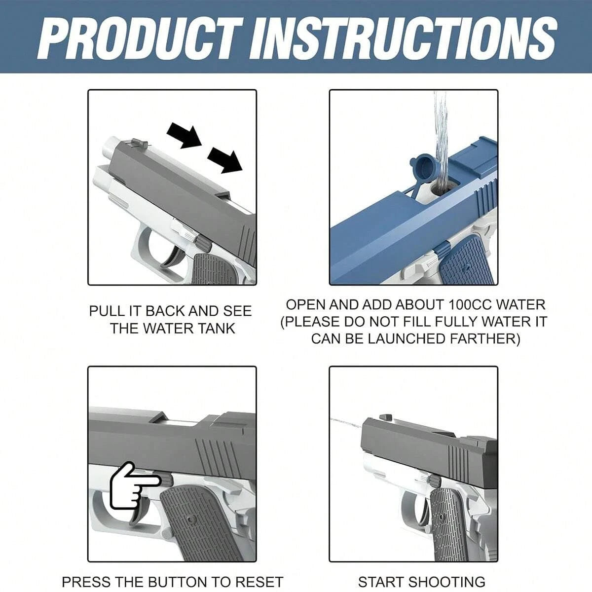 Pistola de Agua M1911 de Alta Presión