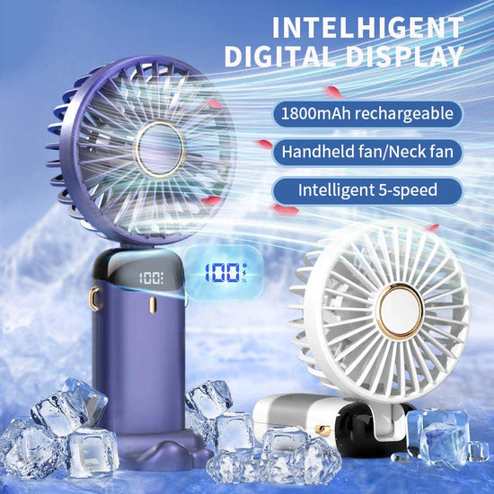 Mini Ventilador Portátil Recargable con Pantalla Digital | 5 Velocidades